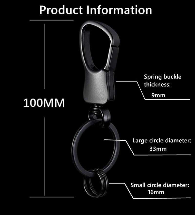 feb.7 Carabiners Key Car Keychain for Men and Women with 2 Key Rings Stainless Steel Metal Quick Release Holder for Belt - (Set of 2, Black & Sliver) - Image 3